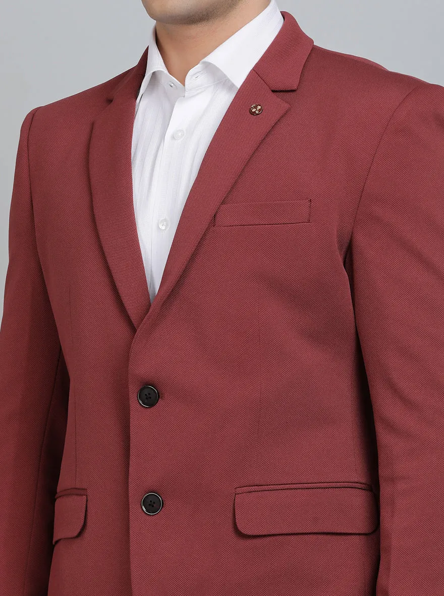 Maroon Solid Regular Fit Blazer | JB Studio