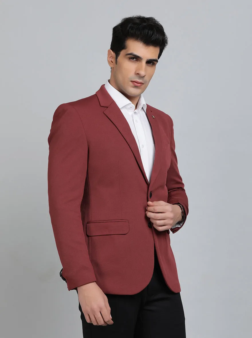 Maroon Solid Regular Fit Blazer | JB Studio