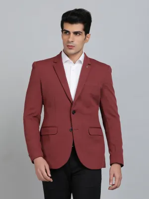 Maroon Solid Regular Fit Blazer | JB Studio
