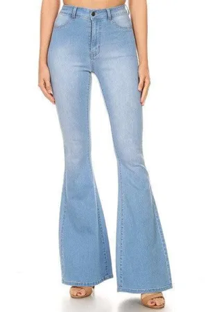 Medium wash high waist flares
