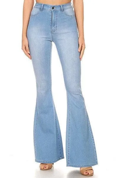 Medium wash high waist flares