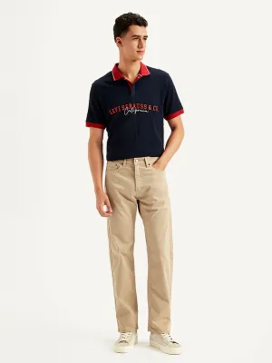 Men's 505 Beige Regular Fit Mid Rise Jeans