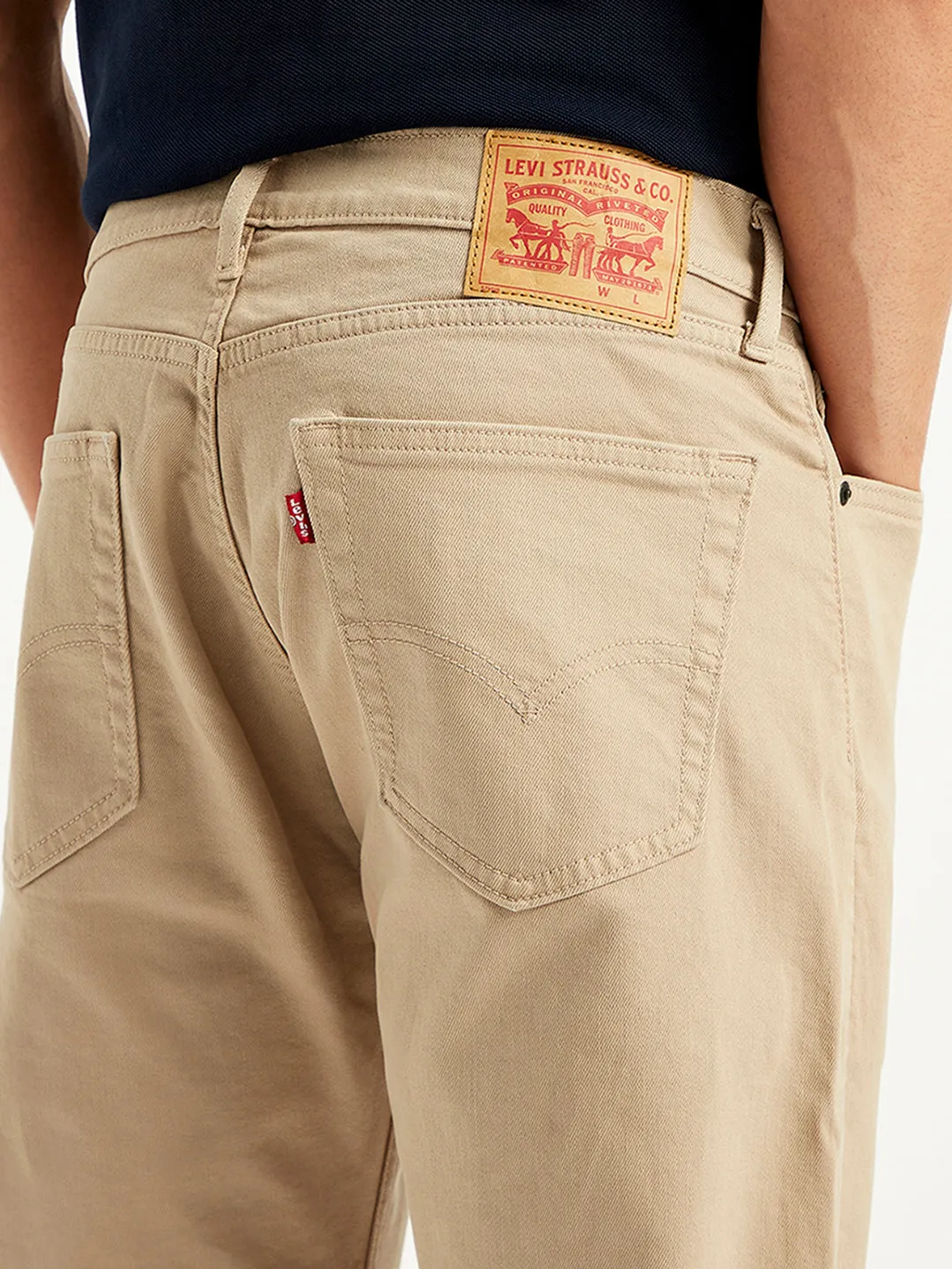 Men's 505 Beige Regular Fit Mid Rise Jeans