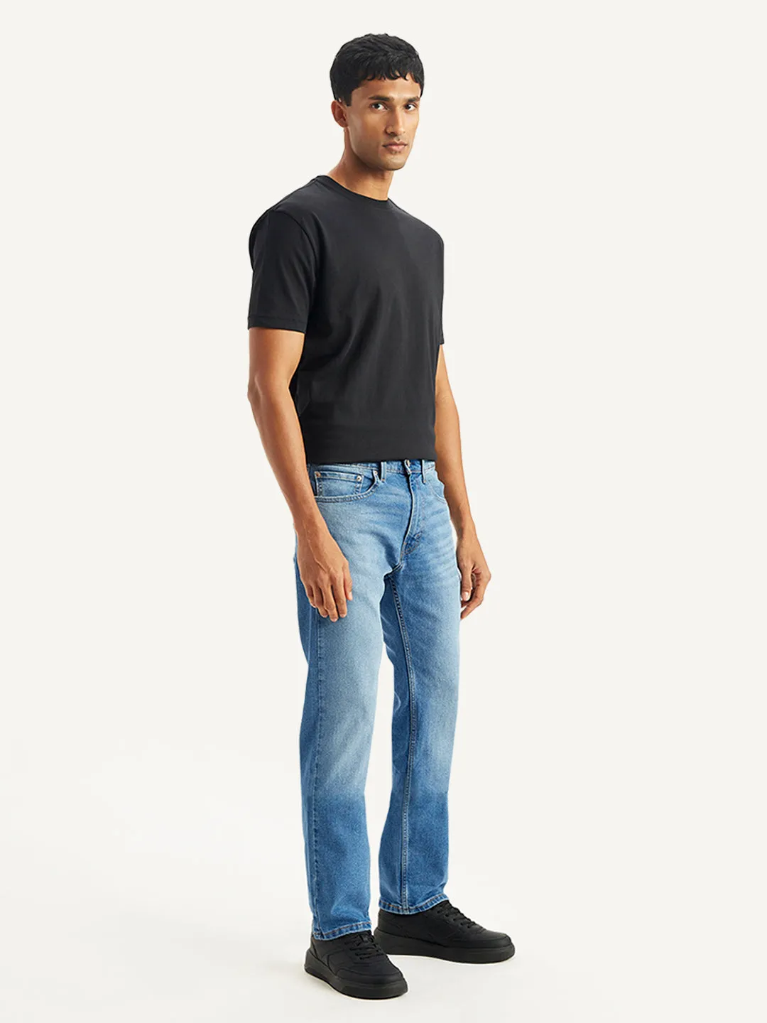 Men's 505 Blue Straight Fit Mid Rise Jeans