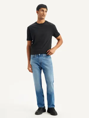 Men's 505 Blue Straight Fit Mid Rise Jeans