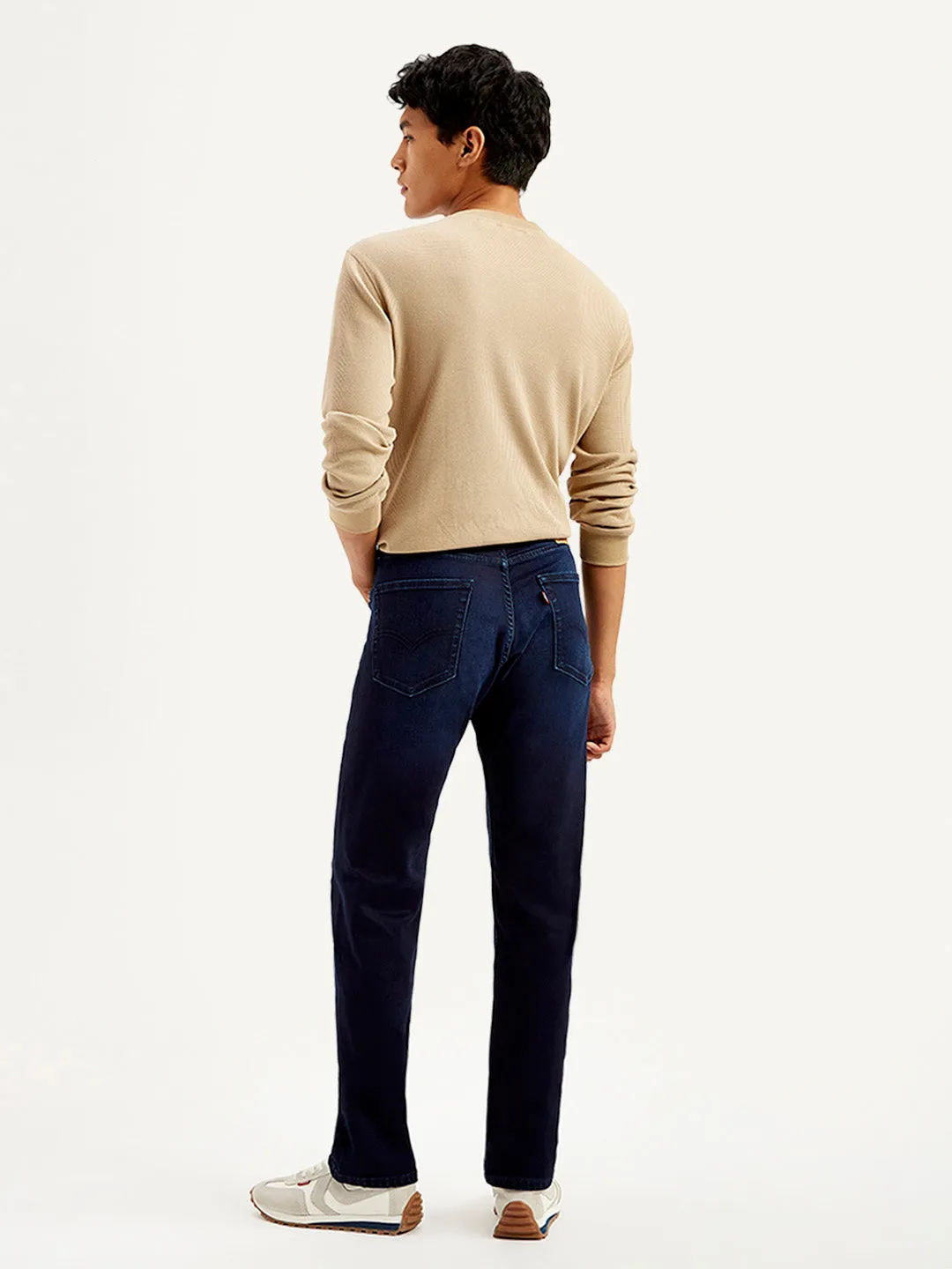 Men's 505 Navy Blue Straight Fit Mid Rise Jeans