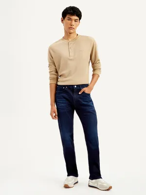 Men's 505 Navy Blue Straight Fit Mid Rise Jeans