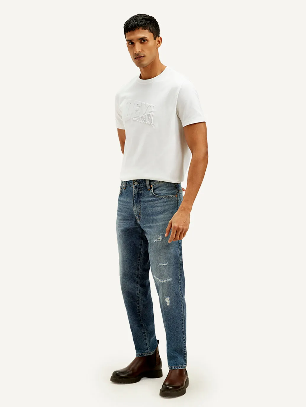 Men's 550'92 Blue Relaxed Tapered Fit Mid Rise Jeans