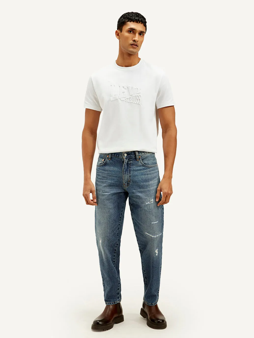Men's 550'92 Blue Relaxed Tapered Fit Mid Rise Jeans