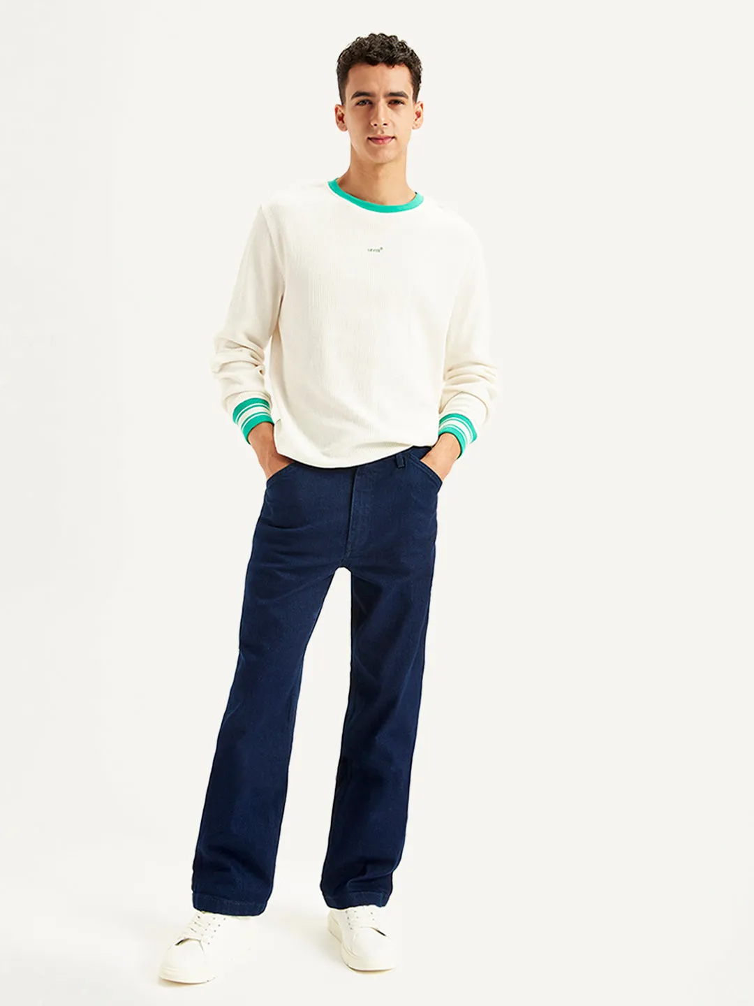 Men's 568 Navy Blue Loose Fit Mid Rise Jeans