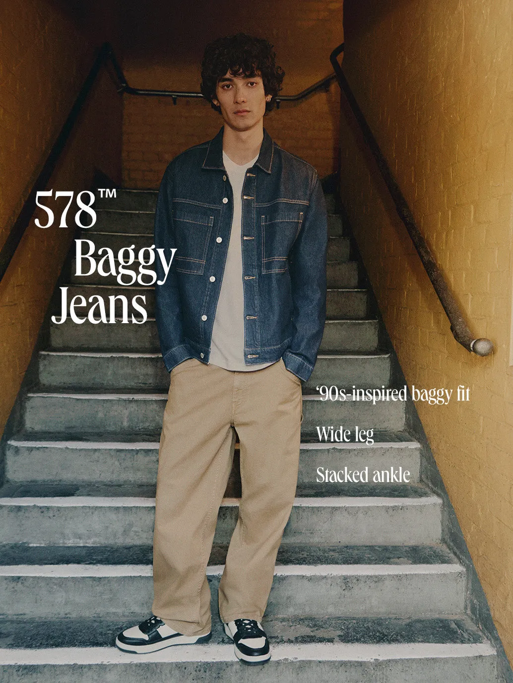 Men's 578 Blue Baggy Fit Mid Rise Jeans