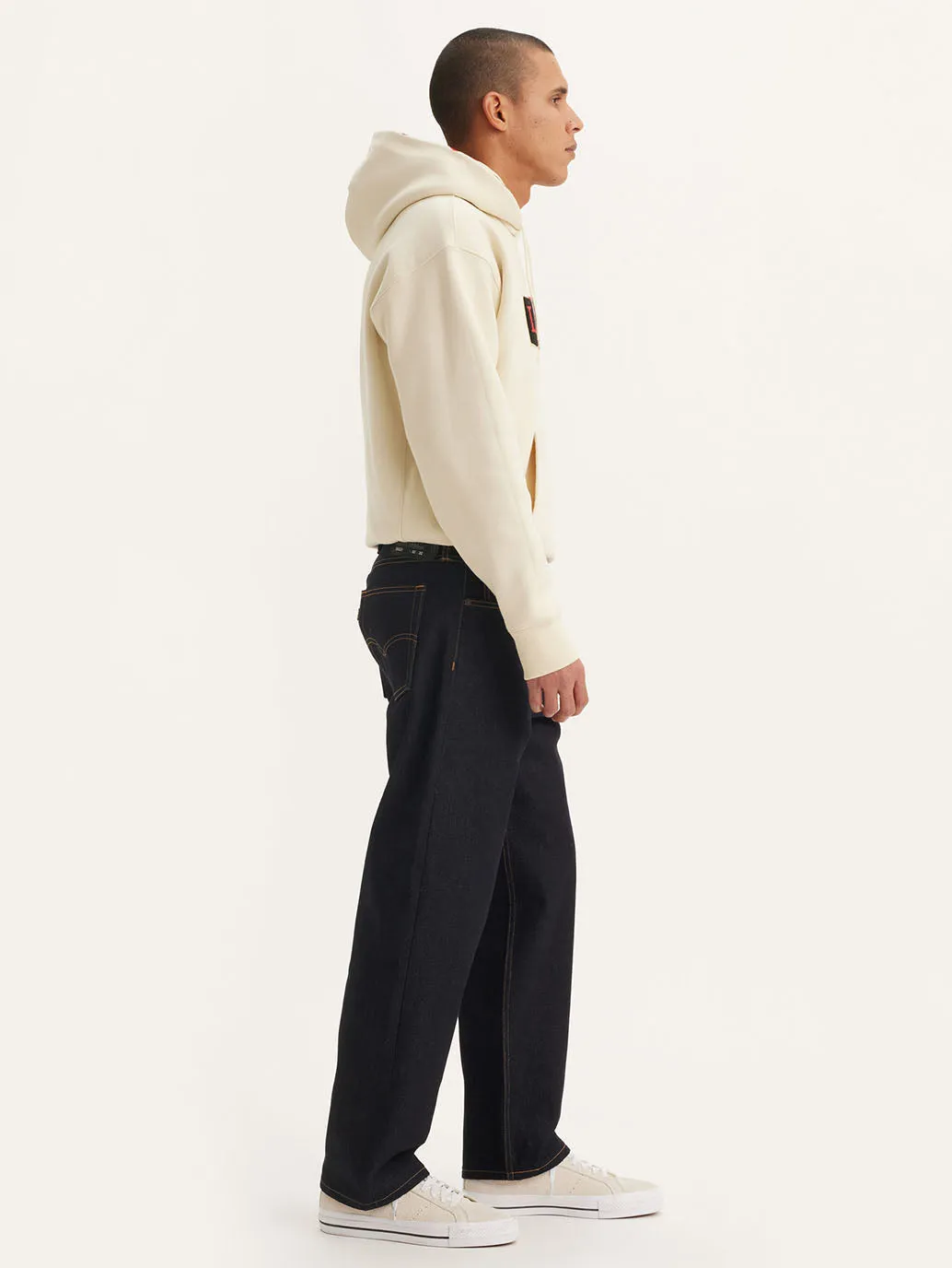 Men's Black Loose Fit Mid Rise Jeans