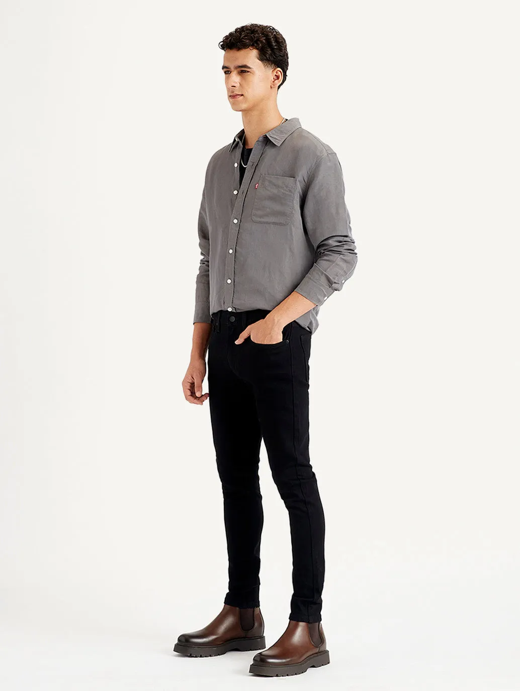 Men's Black Skinny Fit Mid Rise Jeans