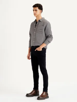 Men's Black Skinny Fit Mid Rise Jeans