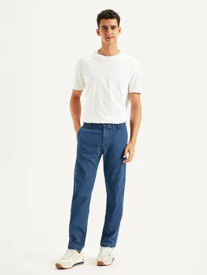 Men's Blue Tapered Fit Mid Rise Jeans