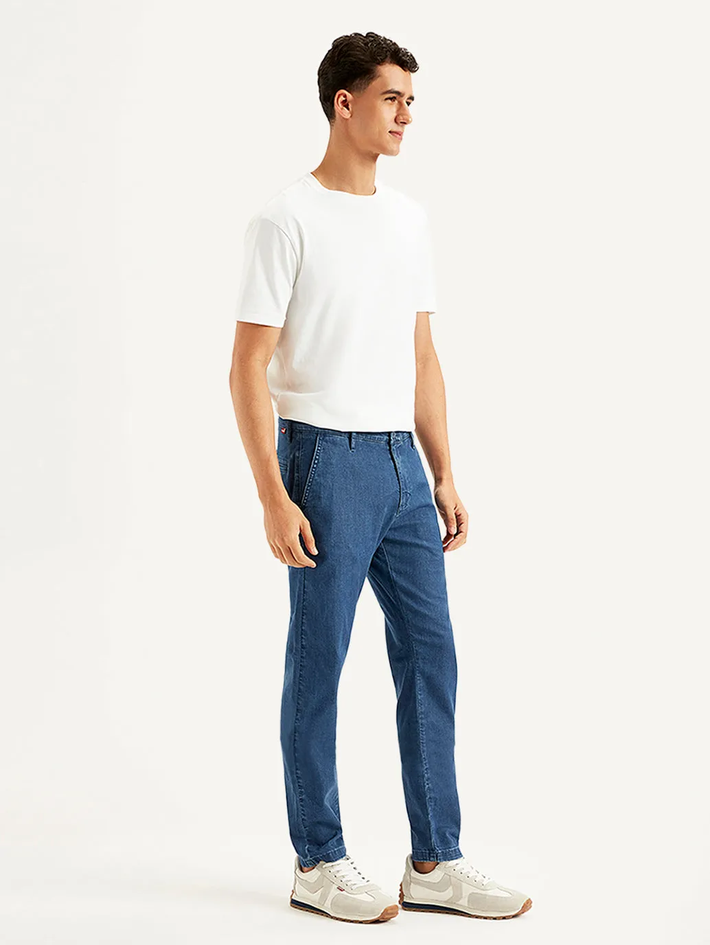 Men's Blue Tapered Fit Mid Rise Jeans