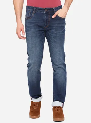 Mid Blue Solid Slim Fit Jeans | JadeBlue