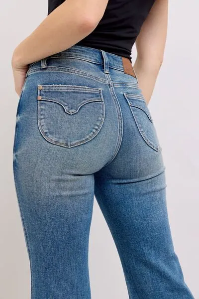 Mid Rise Tummy Control Vintage Wash Jeans