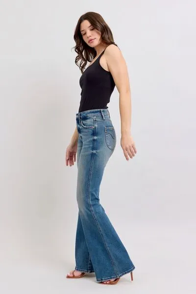 Mid Rise Tummy Control Vintage Wash Jeans
