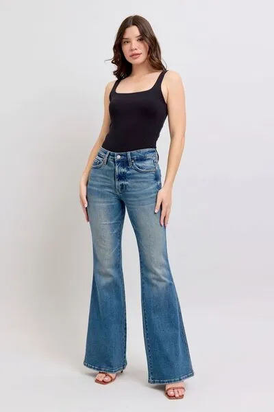 Mid Rise Tummy Control Vintage Wash Jeans