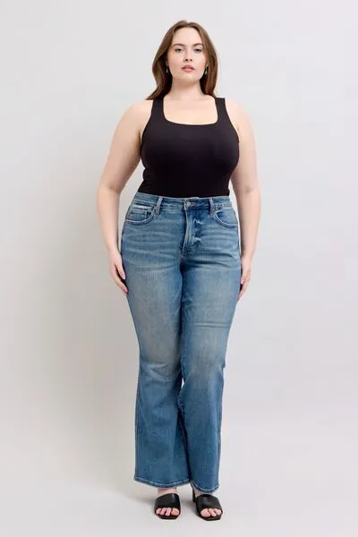 Mid Rise Tummy Control Vintage Wash Jeans