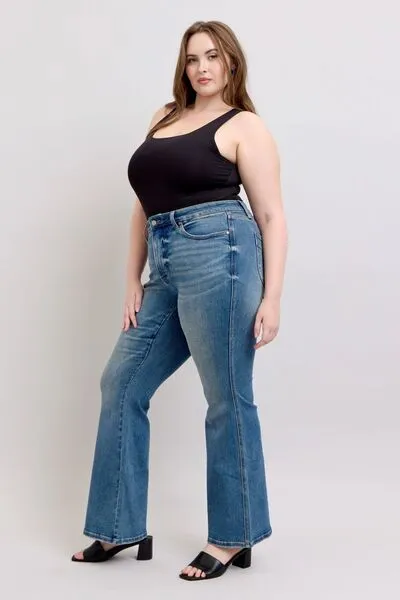 Mid Rise Tummy Control Vintage Wash Jeans
