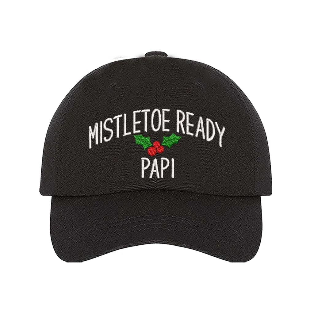 Mistletoe Ready Papi Baseball Hat | Fun Spanglish Embroidered Mistletoe Holiday Cap