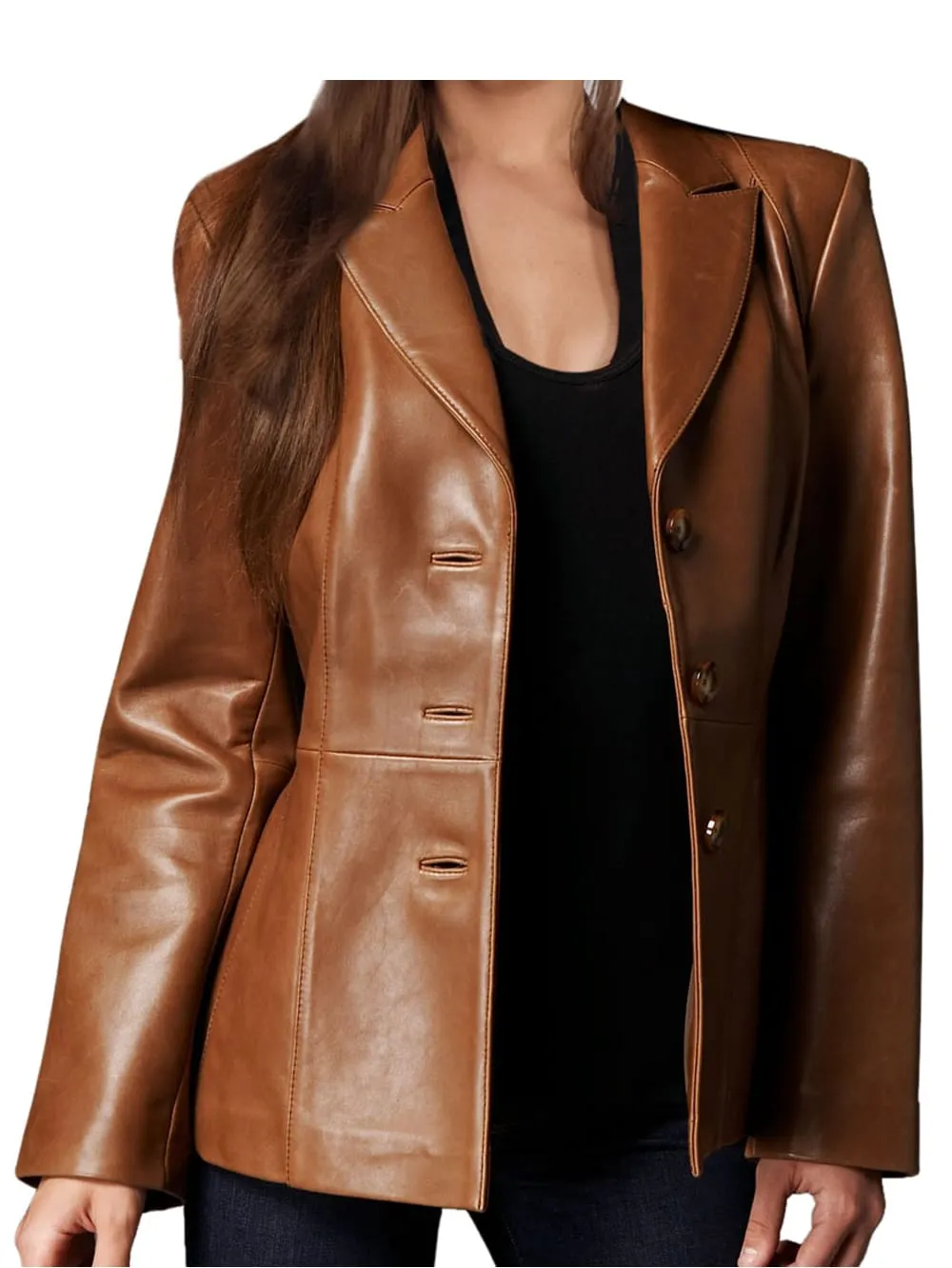 Modernist Chic Leather Blazer for Women