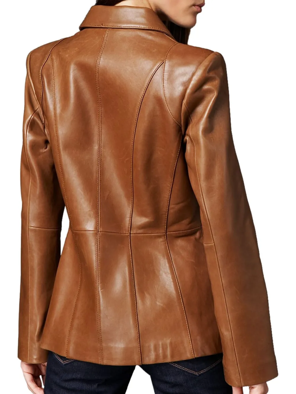 Modernist Chic Leather Blazer for Women