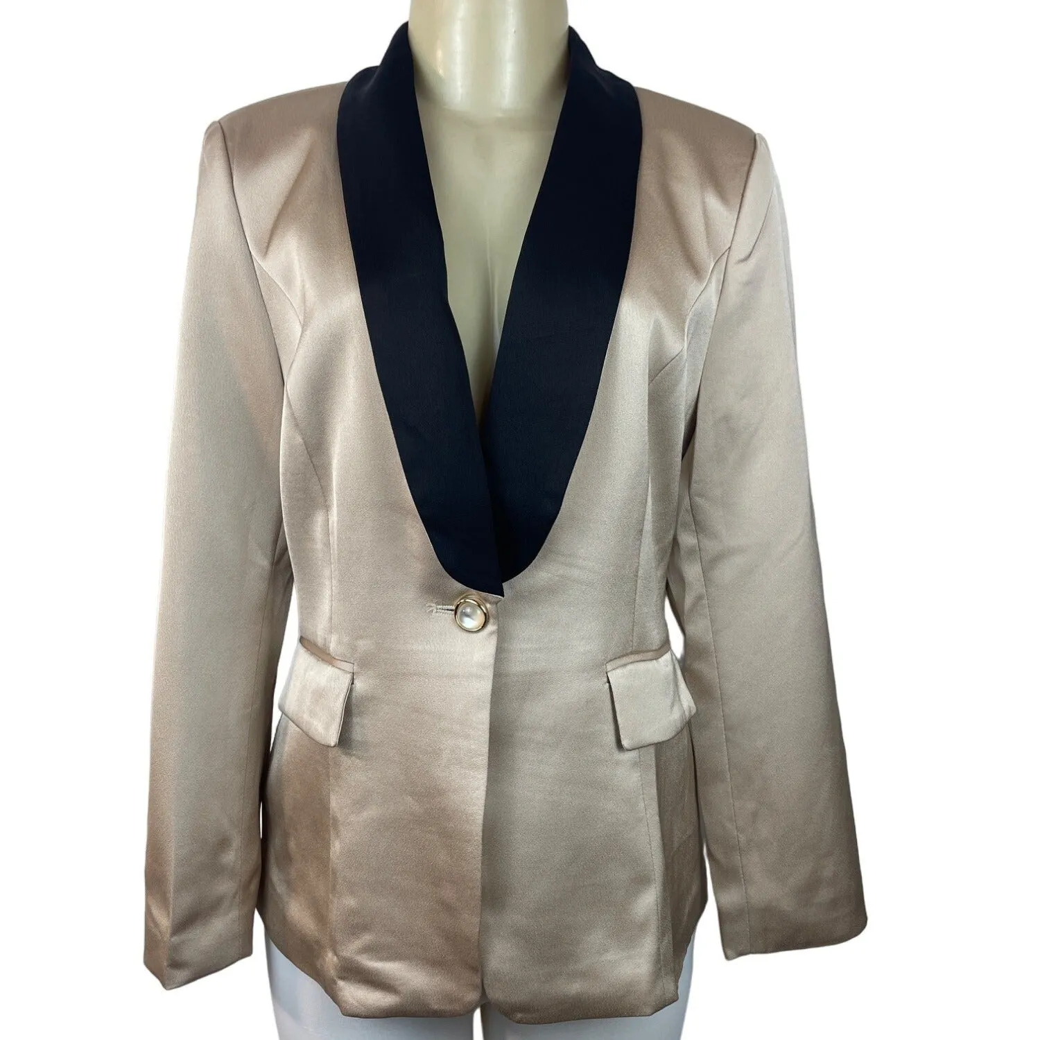 Modful Women's Tan Satin Blazer Sz XS - NWT