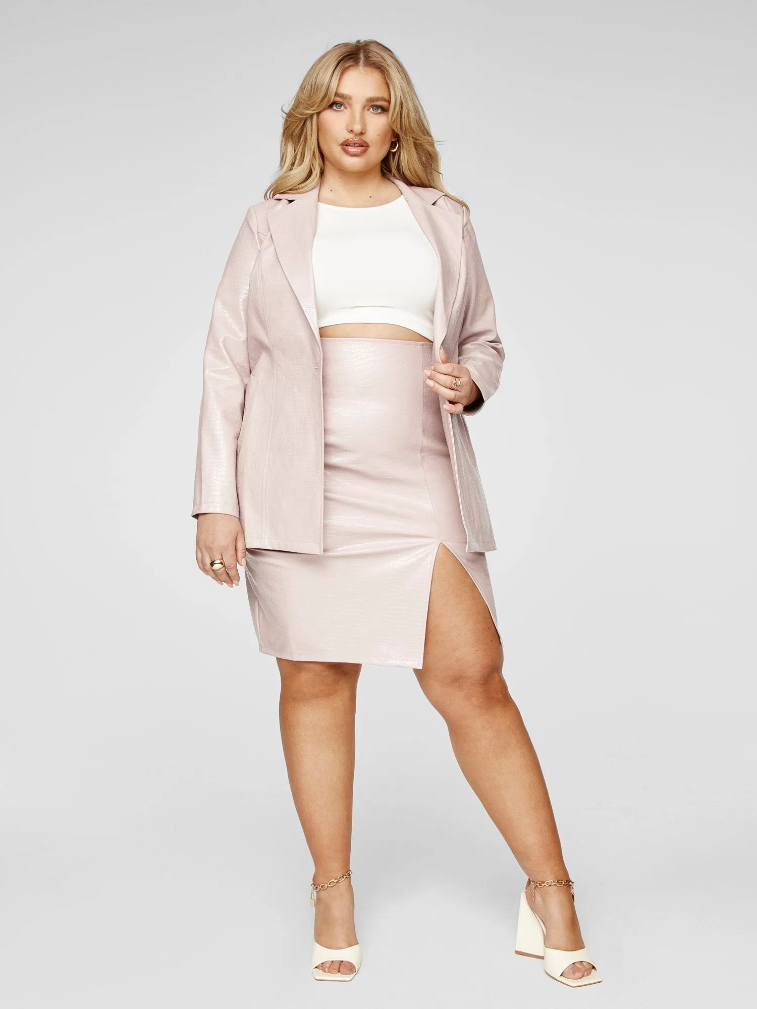 Monet Faux Croc Leather Blazer