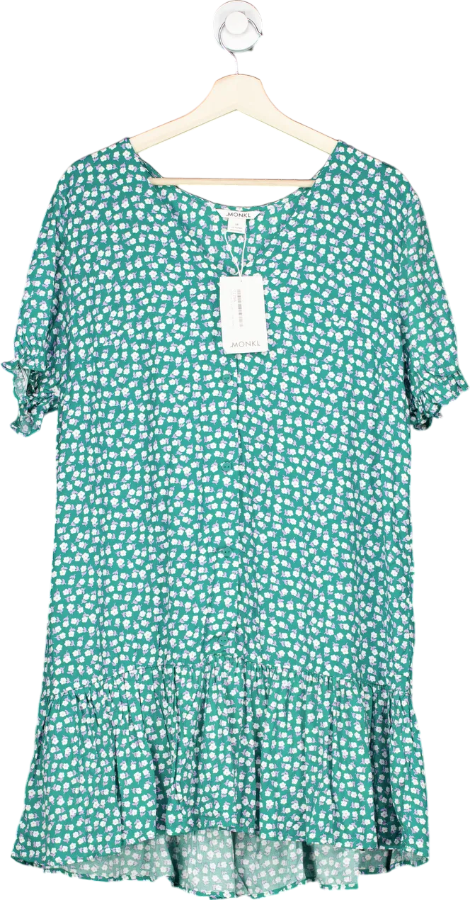 Monki Green Floral Print Dress UK M