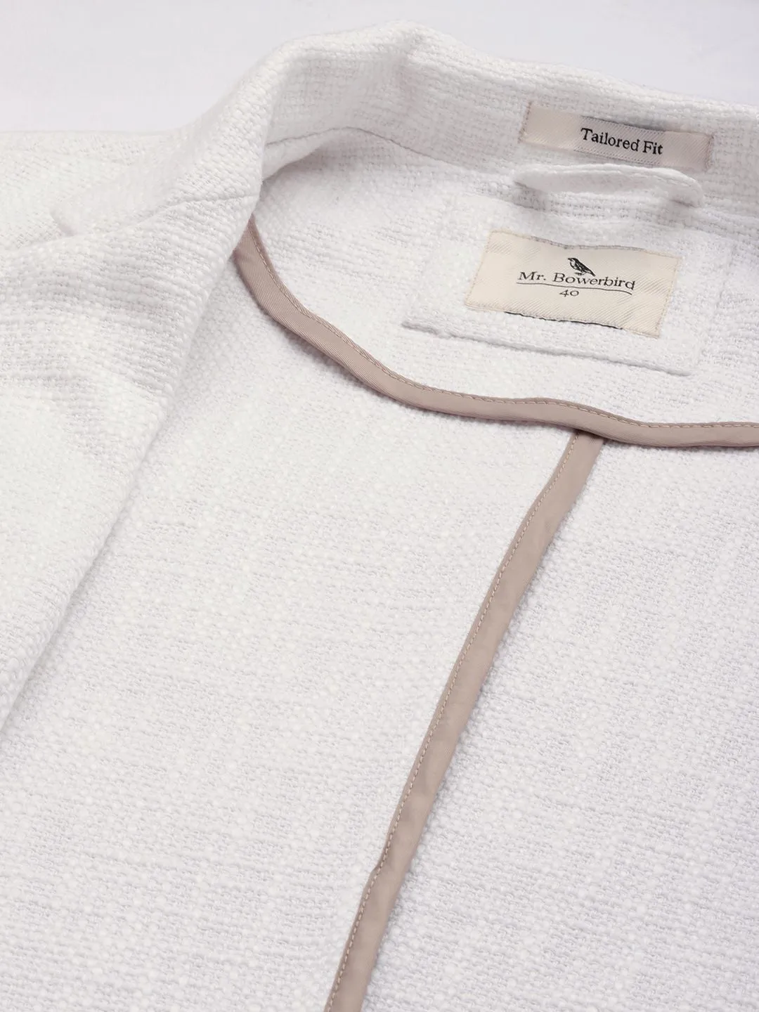 Mr Bowerbird  Pure Cotton Self Design Textured Tailored Fit Casual Blazers