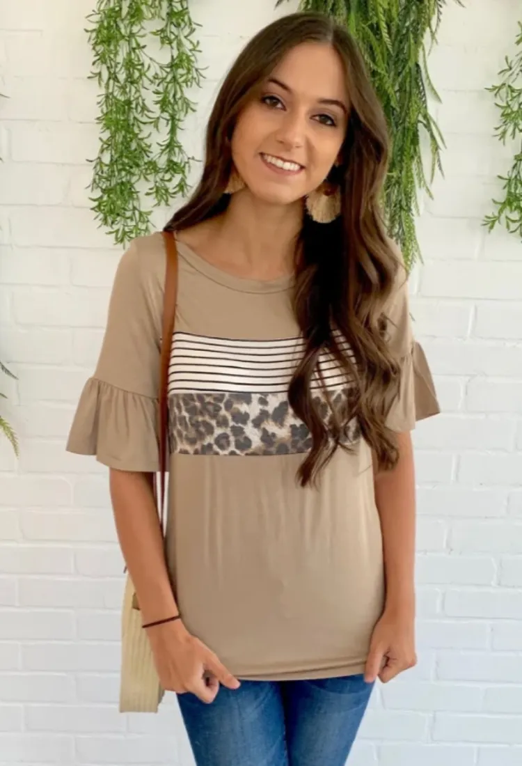 Nala Leopard/Stripe Top-Final Sale