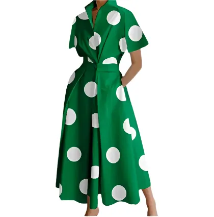 Natalie – Green Polka Dot Dress for women