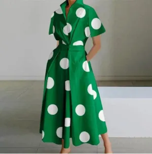 Natalie – Green Polka Dot Dress for women