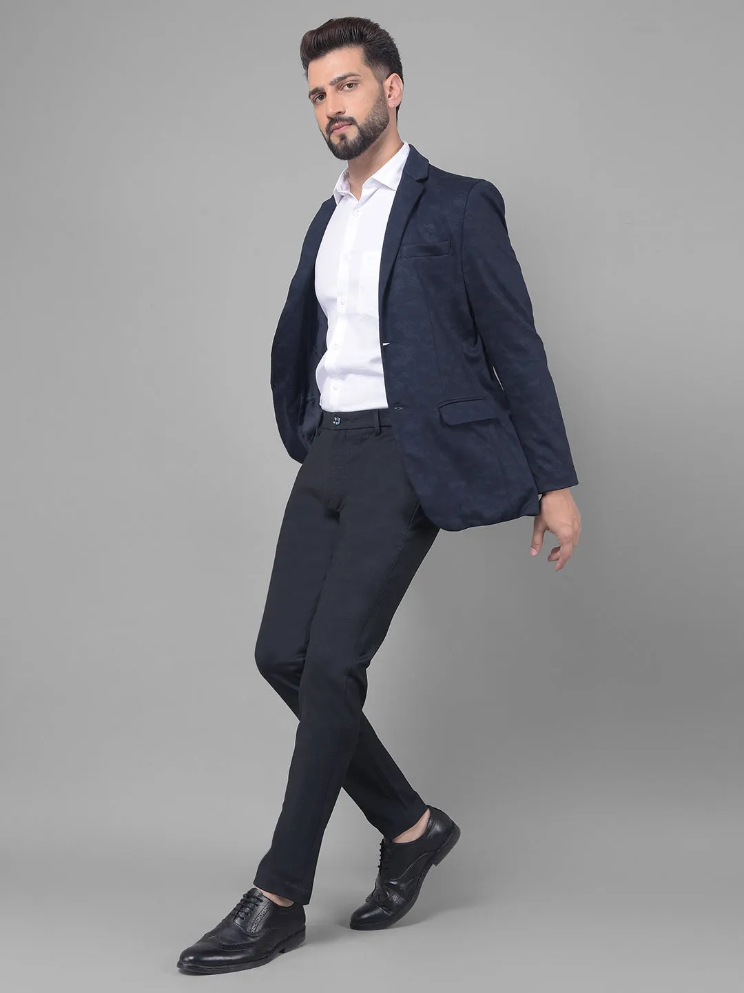 Navy Blue Camouflage Blazer
