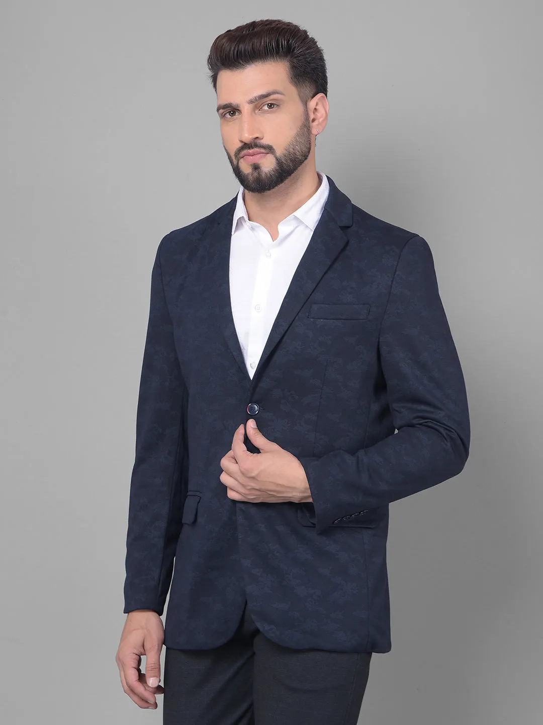 Navy Blue Camouflage Blazer