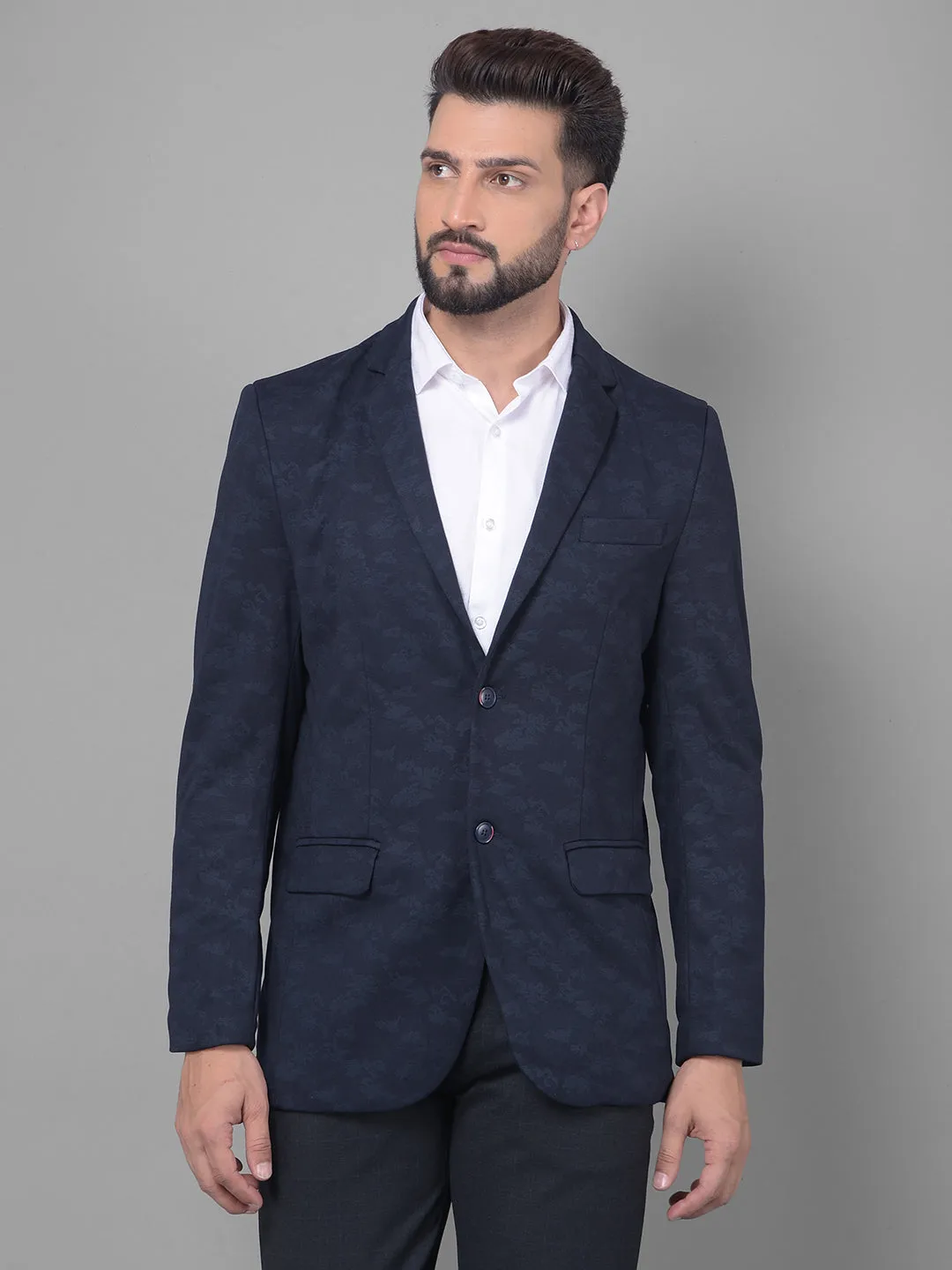 Navy Blue Camouflage Blazer