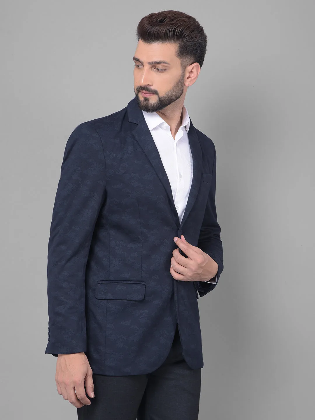 Navy Blue Camouflage Blazer