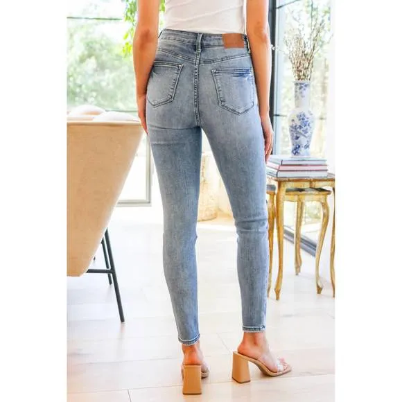 NEW JUDY BLUE high rise control top vintage skinny jeans in medium wash