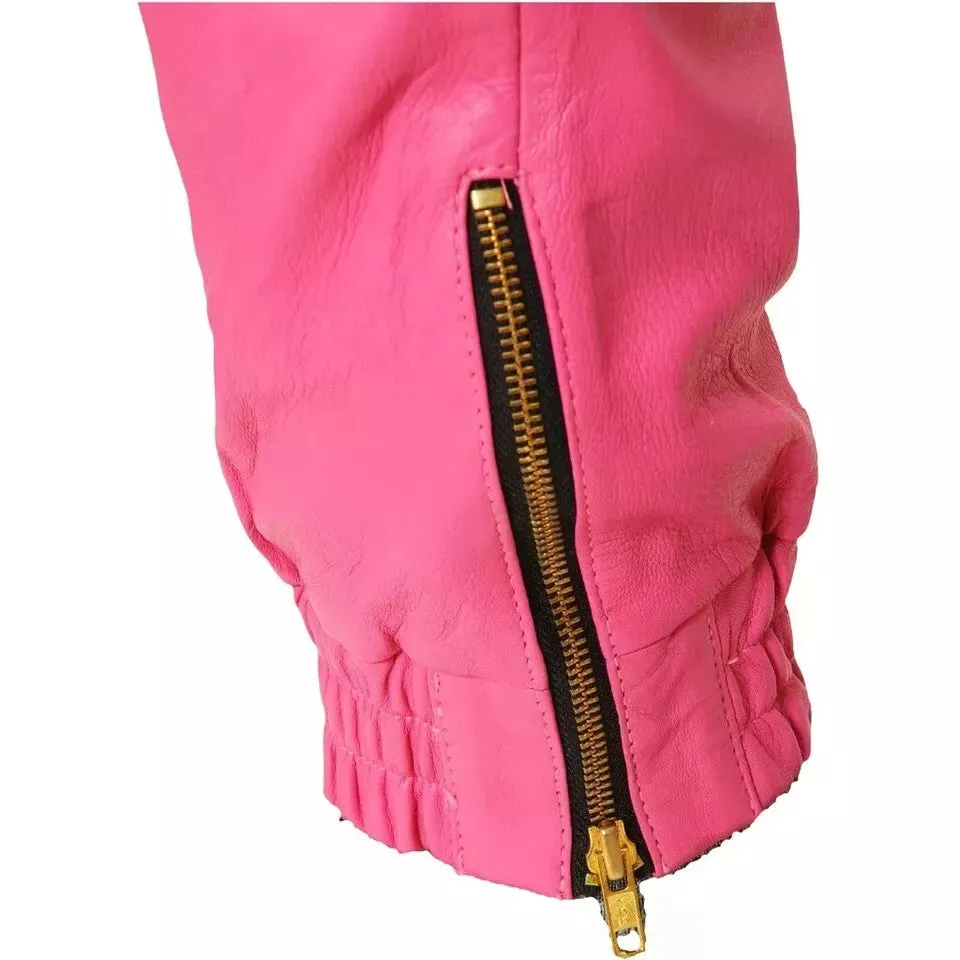 New Men's Leather Pink Lambskin Sweat Pants. Real Soft Leather Joggers trousers.