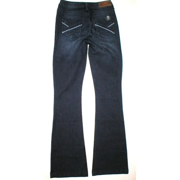 New NWT $99 Designer Buffalo David Bitton Jeans Womens 24 X 33 Mid Rise Flare Dk