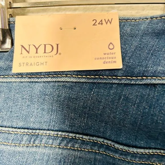 NEW NYDJ Marilyn Straight Ankle Jean Medium Wash Sacha Lift Tuck Slimming Sz 24W