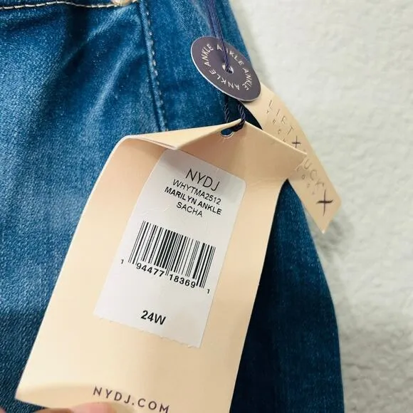 NEW NYDJ Marilyn Straight Ankle Jean Medium Wash Sacha Lift Tuck Slimming Sz 24W