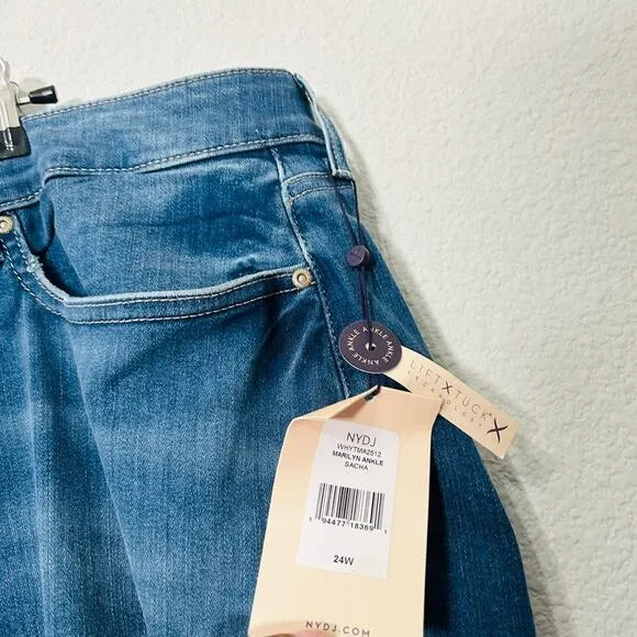 NEW NYDJ Marilyn Straight Ankle Jean Medium Wash Sacha Lift Tuck Slimming Sz 24W