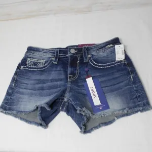 NEW! VIGOSS Legacy Stretch Sz 8 x 3.5 Womens Blue Denim Jeans Shorts FLAP POCKET