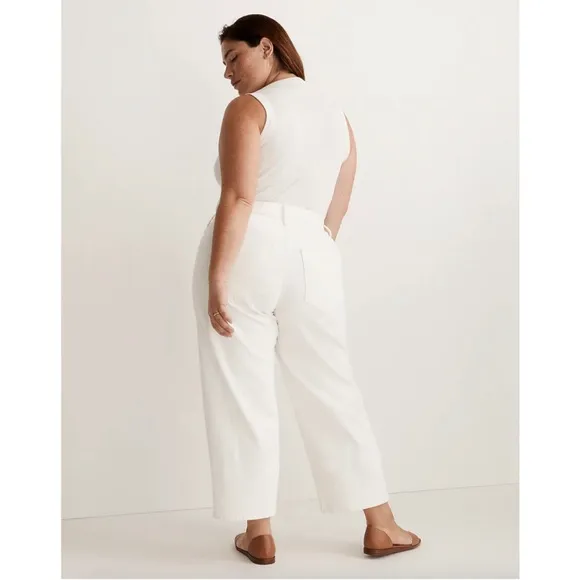 NEW WITH TAGS Madewell Plus Perfect Vintage Wide Leg Crop Jean Tile White 14W