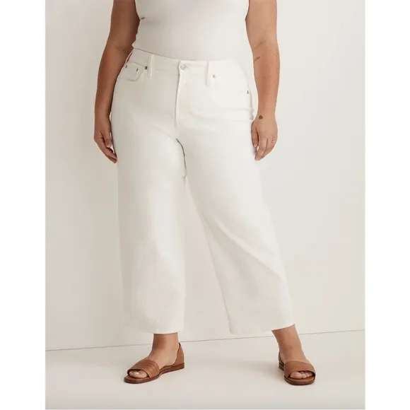 NEW WITH TAGS Madewell Plus Perfect Vintage Wide Leg Crop Jean Tile White 14W