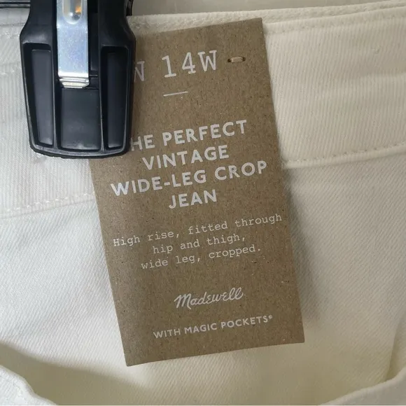 NEW WITH TAGS Madewell Plus Perfect Vintage Wide Leg Crop Jean Tile White 14W